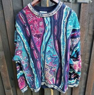 RARE COOGI Men's Multicolor Desert Scene Crewneck Sweater